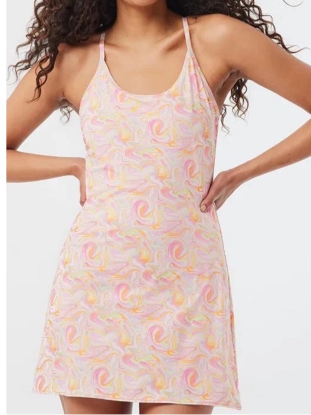 Outdoor Voices Pink Swirl Racerback Exercise Dress